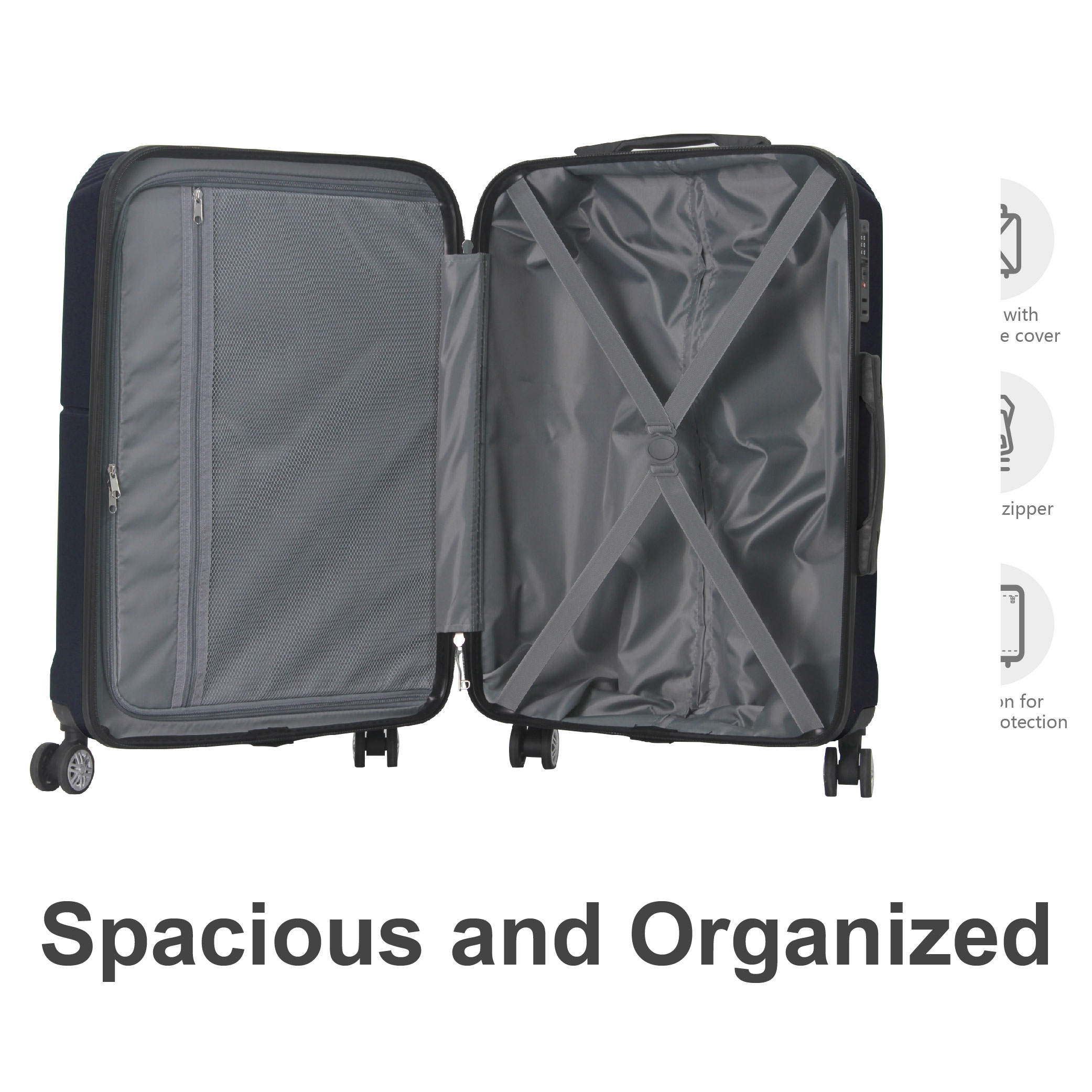 BLUE 3-Piece Premium ABS Luggage Set-20", 24", And 28" Suitcases With Multi-Position Handle, Silent Spinner Wheels, And TSA-Approved Lock-Durable, Stylish, And Spacious Travel Gear_voghion.com